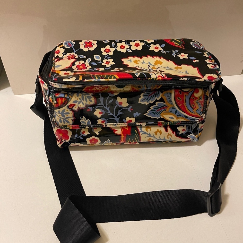 Vera Bradley Mini Cooler Floral Blac Insulated Coated Lunch Bag Sack... - Picture 1 of 12